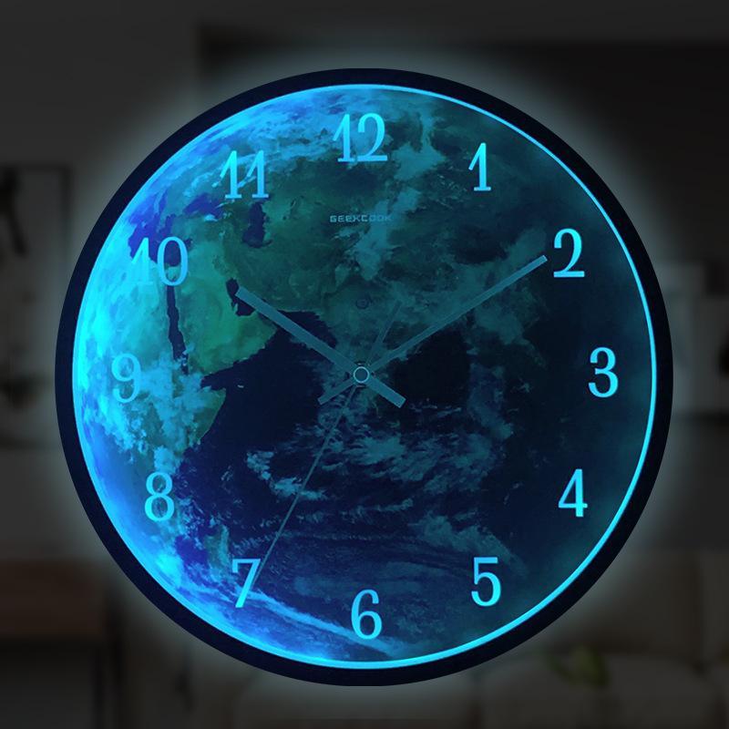 ezy2find Clock Voice-activated Induction LED Night Light Wall Clock Creative Luminous Wall Clock