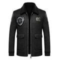 ezy2find coat Black / 3XL Fur one body men''s embroidered leather coat
