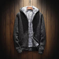 ezy2find coat Black / XL Men's velvet padded hooded cardigan sweater coat