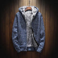 ezy2find coat Blue / 3XL Men's velvet padded hooded cardigan sweater coat