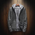 ezy2find coat Dark Grey / 3XL Men's velvet padded hooded cardigan sweater coat