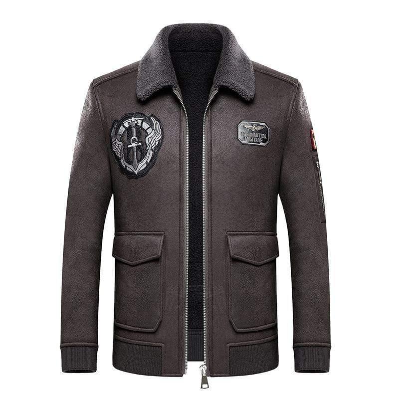 ezy2find coat Grey / 3XL Fur one body men''s embroidered leather coat