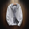 ezy2find coat Grey / 3XL Men's velvet padded hooded cardigan sweater coat