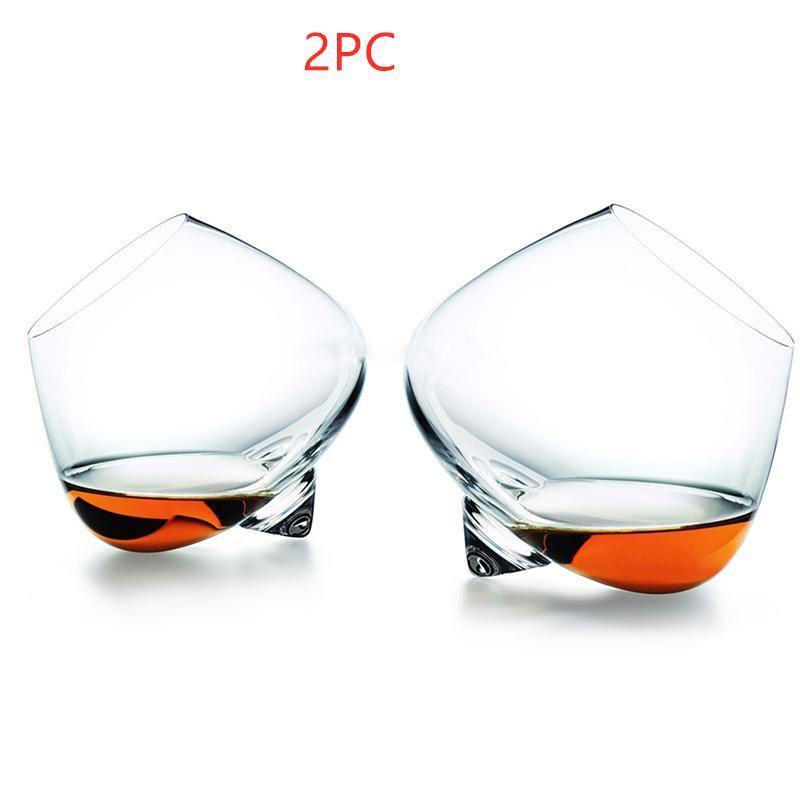 ezy2find Crystal Glasses 250ml2PC Crystal Wine Glass Cup Wide Belly Whiskey Glass Drinking Tumbler Cocktail Wine Glass