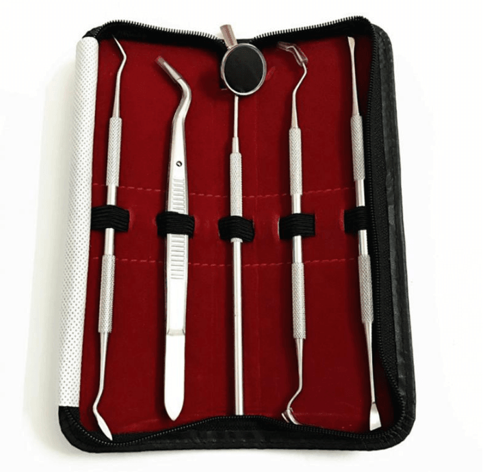ezy2find dental tools Box of 5 pcs / 1 set 5pc Dental Tool Set Stainless Steel Tooth Scraper Wax Carving Dentist Tool Kit Explorer Probe Picks Mirror Teeth Clean Oral Care