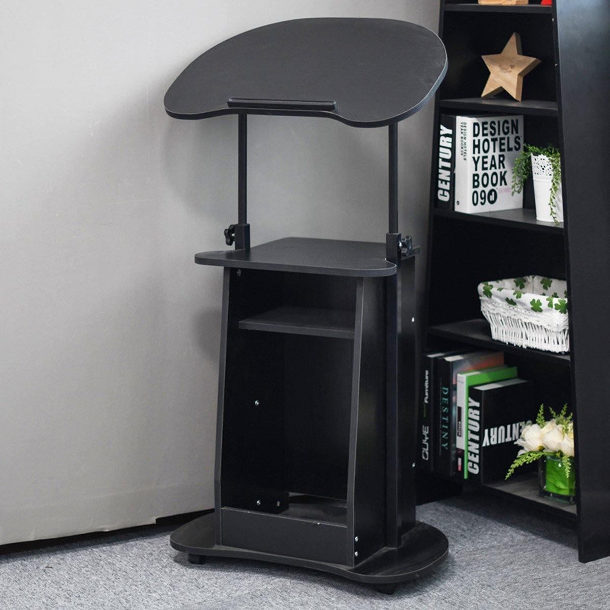 ezy2find desk Black Mobile Laptop Desk Cart Stand Adjustable Computer Laptop Table for Home Office Trade