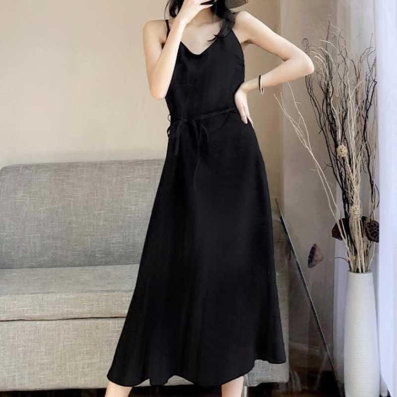 ezy2find dress Black / L Women's dresses Long Temperament Is Thinner With A Long Skirt Inside And A Skirt Outside