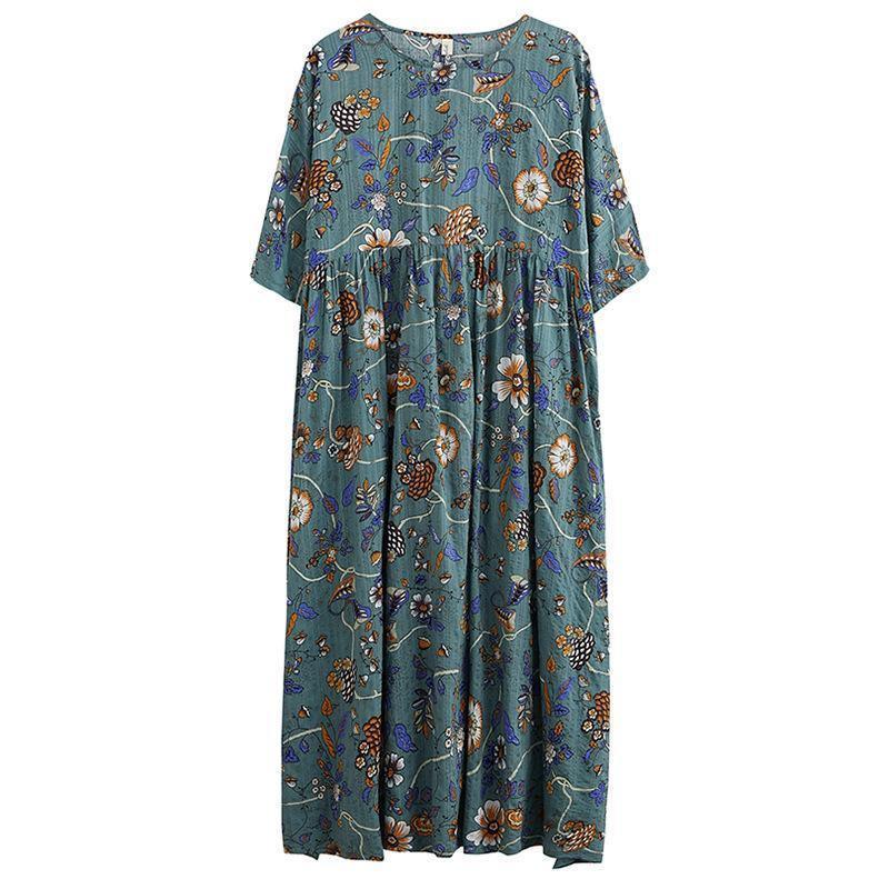 ezy2find Dress large size Colorful / One size Large Size  Loose And Thin, Long And Large Swing Printing Dress Temperament Long Skirt