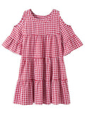 ezy2find dress Red grid / L Women's New Loose Strapless Dress Small Fresh Plaid A-line Skirt