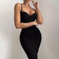 ezy2find dresses Black / S Hip Tight V-neck Strap Sexy Slim Dress