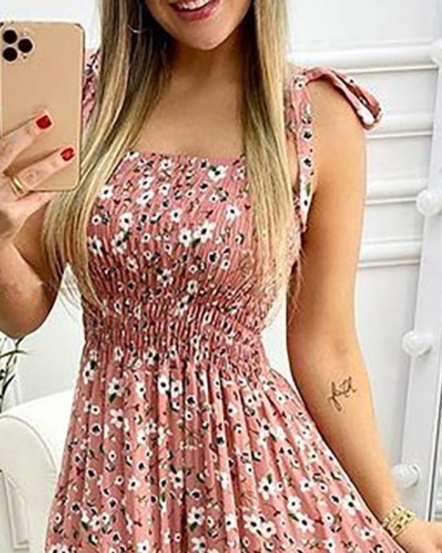 ezy2find dresses Pink / XL Sling Stitching Print Irregular Tube Top Dress