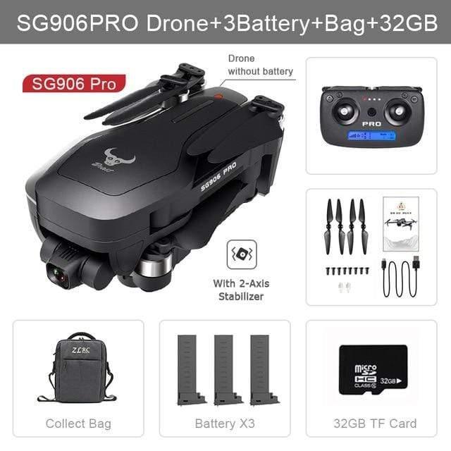 ezy2find drone 906 pro 3B  Bag 32G / Poland Drone SG906 / SG906 Pro with GPS 4K 5G WIFI 2-axis gimbal Dual camera professional ESC 50X Zoom Brushless Quadcopter RC Dron