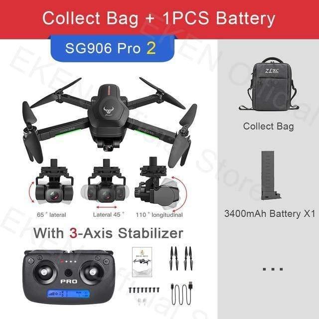 ezy2find drones SG906Pro2 Bag 1BAT / Poland Drone SG906 PRO 2 GPS With 3 axis Self-stabilizing Gimbal WiFi FPV 4K Camera Dron Brushless Drone Quadcopter ZLRC BEAST sg906pro