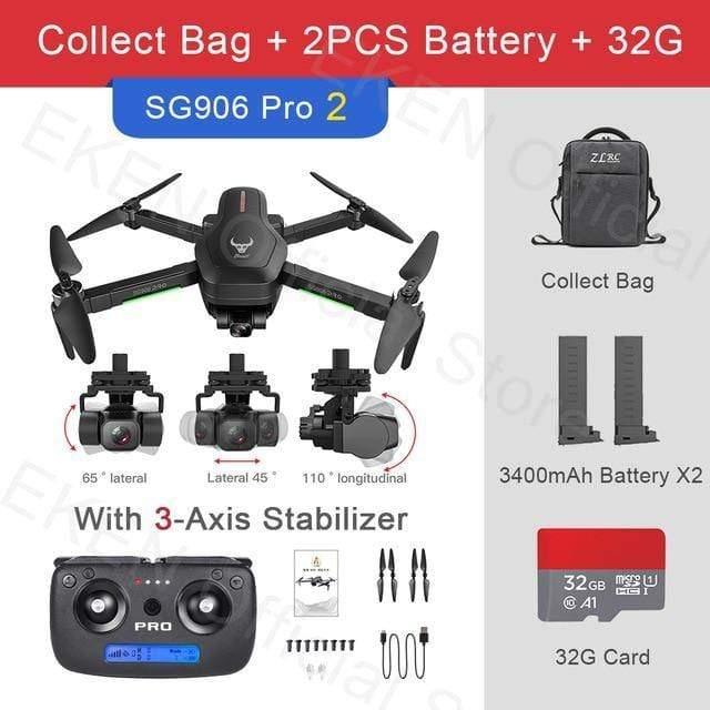 ezy2find drones SG906Pro2 Bag 2B 32G / China Drone SG906 PRO 2 GPS With 3 axis Self-stabilizing Gimbal WiFi FPV 4K Camera Dron Brushless Drone Quadcopter ZLRC BEAST sg906pro