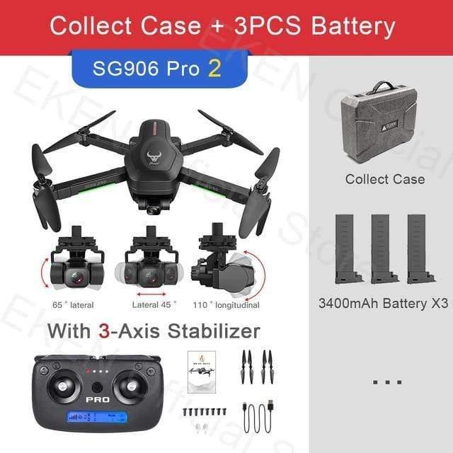 ezy2find drones SG906Pro2 Case 3BAT / France Drone SG906 PRO 2 GPS With 3 axis Self-stabilizing Gimbal WiFi FPV 4K Camera Dron Brushless Drone Quadcopter ZLRC BEAST sg906pro