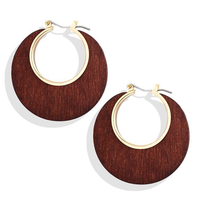 ezy2find earrings 525415 2020 Boho Geometric Wooden Drop Dangle Earrings For Women Oversize Gold Fashion Big Earring Female Korean Vintage Jewelry