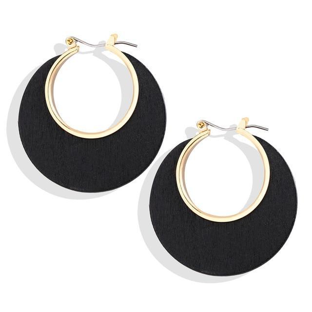ezy2find earrings 525421 2020 Boho Geometric Wooden Drop Dangle Earrings For Women Oversize Gold Fashion Big Earring Female Korean Vintage Jewelry