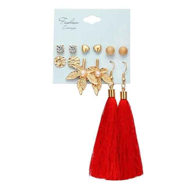 ezy2find earrings Earrings Set 19 Vintage Tassel Acrylic Earrings For Women Bohemian Earrings Set Big Dangle Drop Earring  Female Fashion Jewelry
