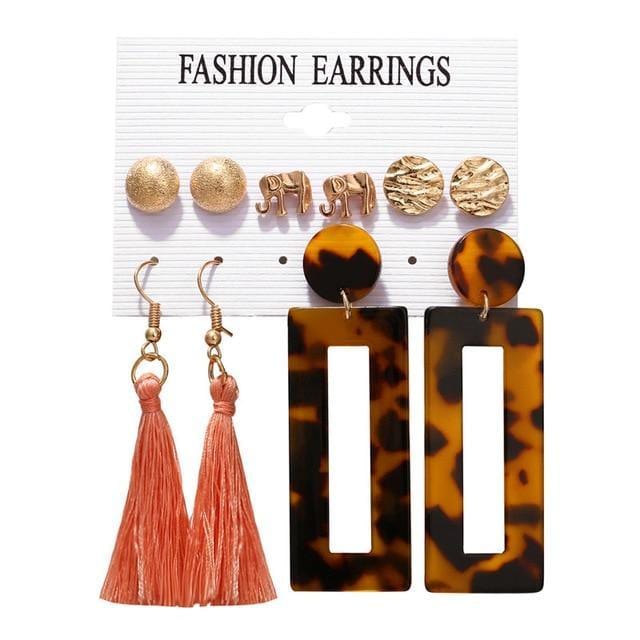 ezy2find earrings Earrings Set 25 Vintage Tassel Acrylic Earrings For Women Bohemian Earrings Set Big Dangle Drop Earring  Female Fashion Jewelry