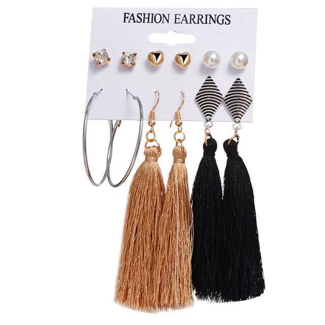 ezy2find earrings Earrings Set 27 Vintage Tassel Acrylic Earrings For Women Bohemian Earrings Set Big Dangle Drop Earring  Female Fashion Jewelry