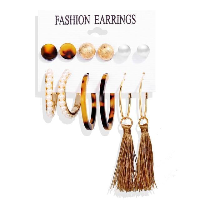 ezy2find earrings Earrings Set 3 Vintage Tassel Acrylic Earrings For Women Bohemian Earrings Set Big Dangle Drop Earring  Female Fashion Jewelry