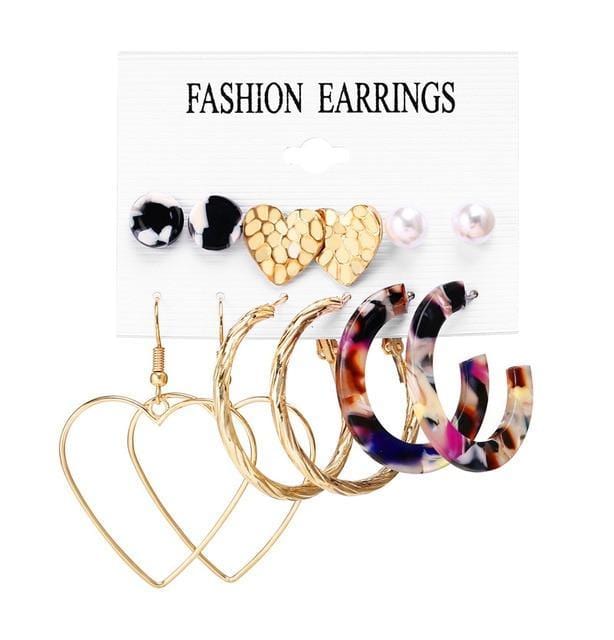 ezy2find earrings Earrings Set 5 Vintage Tassel Acrylic Earrings For Women Bohemian Earrings Set Big Dangle Drop Earring  Female Fashion Jewelry