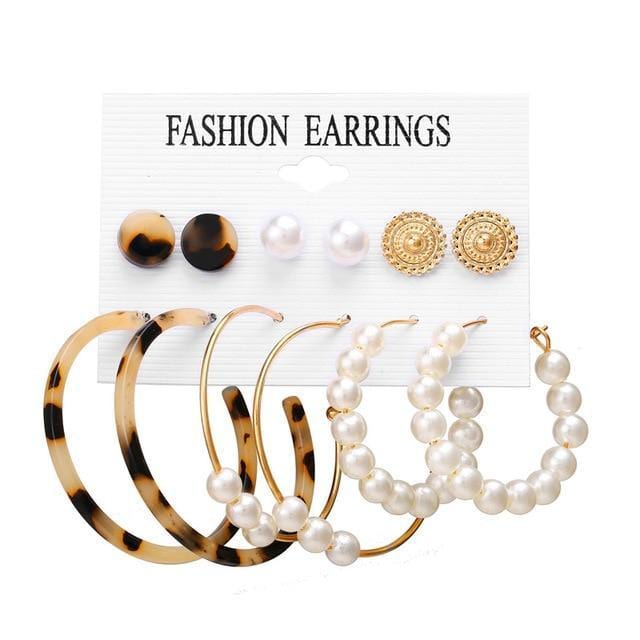 ezy2find earrings Earrings Set 6 Vintage Tassel Acrylic Earrings For Women Bohemian Earrings Set Big Dangle Drop Earring  Female Fashion Jewelry
