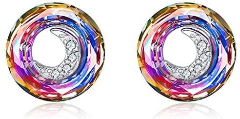 ezy2find earrings Two Tone / 0.32"L *0.32"W Cubic Zirconia Crescent Moon 925 Sterling Silver Stud Earrings Dainty Crystal Earrings Hypoallergenic Jewelry