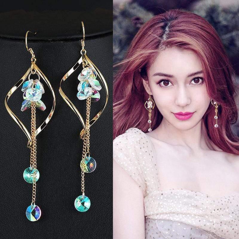 ezy2find earrings Wavy long crystal earrings