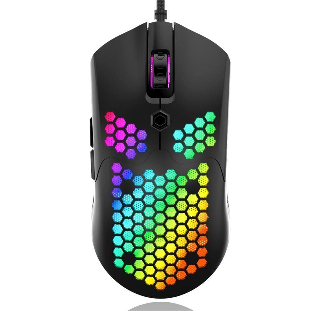 ezy2find game mouse Black Free-wolf M5 Wired Game Mouse Breathing RGB Colorful Hollow Honeycomb Shape 12000DPI Gaming Mouse USB Wired Gamer Mice for Desktop Computer Laptop PC