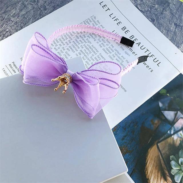 ezy2find girls head bands 1763 purple BalleenShiny Baby Girls Bowknot Crown Headband Lace Elastic Princess Hair Band Fashion New Style Children Kids Hair Accessories
