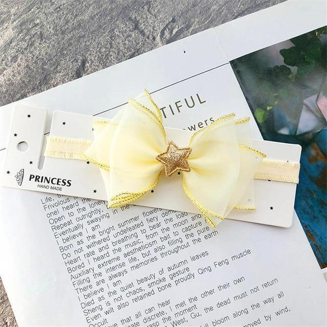 ezy2find girls head bands 1791 yellow BalleenShiny Baby Girls Bowknot Crown Headband Lace Elastic Princess Hair Band Fashion New Style Children Kids Hair Accessories