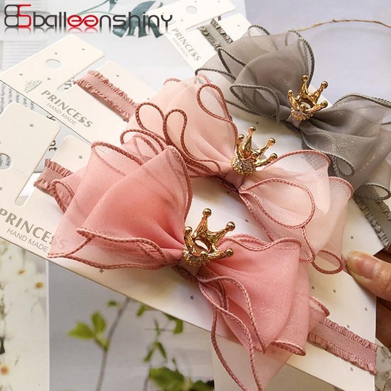 ezy2find girls head bands BalleenShiny Baby Girls Bowknot Crown Headband Lace Elastic Princess Hair Band Fashion New Style Children Kids Hair Accessories