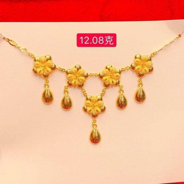 ezy2find Gold Item C about 15g / 50cm HX 24K Pure Gold Necklace Real AU 999 Solid Gold Chain Brightly Simple Upscale Trendy Classic  Fine Jewelry Hot Sell New 2020