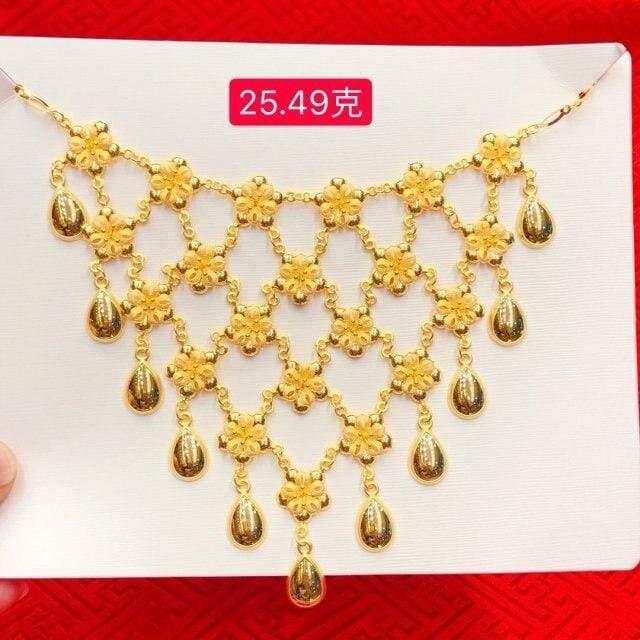 ezy2find Gold Item D about 31g / 45cm HX 24K Pure Gold Necklace Real AU 999 Solid Gold Chain Brightly Simple Upscale Trendy Classic  Fine Jewelry Hot Sell New 2020