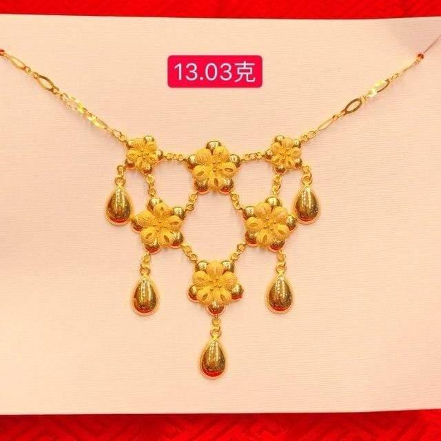ezy2find Gold Item E about 16g / 50cm HX 24K Pure Gold Necklace Real AU 999 Solid Gold Chain Brightly Simple Upscale Trendy Classic  Fine Jewelry Hot Sell New 2020