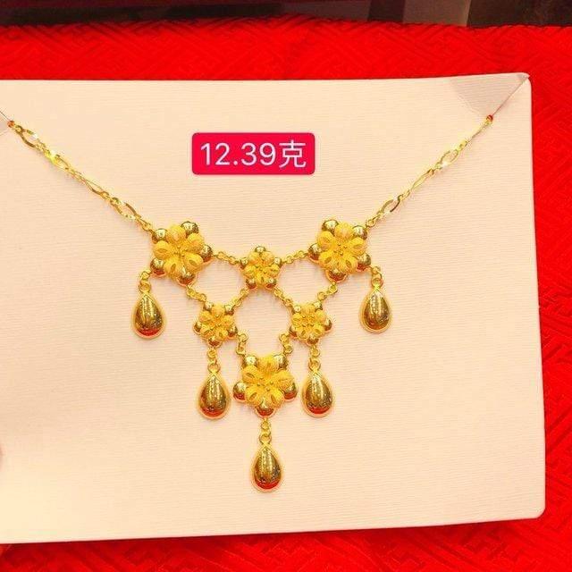 ezy2find Gold Item F about 15g / 55cm HX 24K Pure Gold Necklace Real AU 999 Solid Gold Chain Brightly Simple Upscale Trendy Classic  Fine Jewelry Hot Sell New 2020