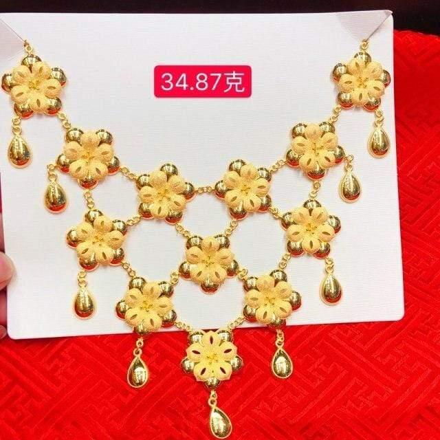 ezy2find Gold Item G about 42g / 55cm HX 24K Pure Gold Necklace Real AU 999 Solid Gold Chain Brightly Simple Upscale Trendy Classic  Fine Jewelry Hot Sell New 2020
