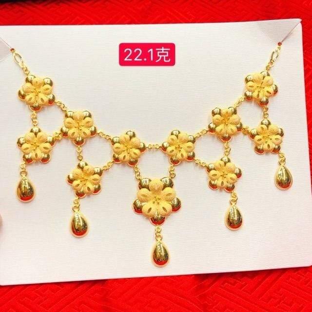 ezy2find Gold Item H about 27g / 45cm HX 24K Pure Gold Necklace Real AU 999 Solid Gold Chain Brightly Simple Upscale Trendy Classic  Fine Jewelry Hot Sell New 2020