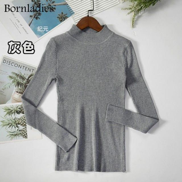 ezy2find gray / One Size Bornladies Autumn Winter Basic Turtleneck Knitting Bottoming Warm Sweaters 2022 Women&