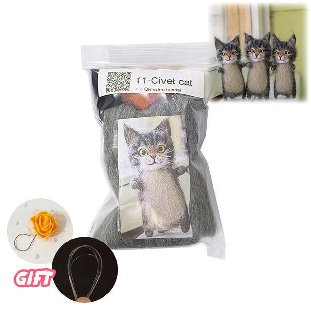 ezy2find handmade toys 11 Cute and Interesting handmade toys DIY wool felt cat kits unfinished plush doll poking music toy gift Non-finished product