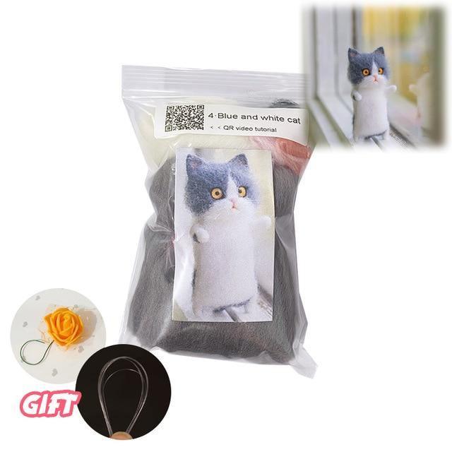 ezy2find handmade toys 4 Cute and Interesting handmade toys DIY wool felt cat kits unfinished plush doll poking music toy gift Non-finished product