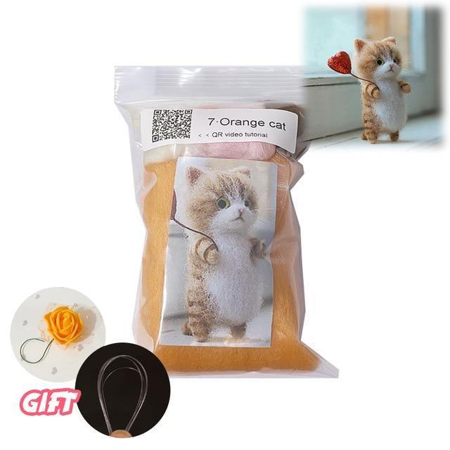 ezy2find handmade toys 7 Cute and Interesting handmade toys DIY wool felt cat kits unfinished plush doll poking music toy gift Non-finished product