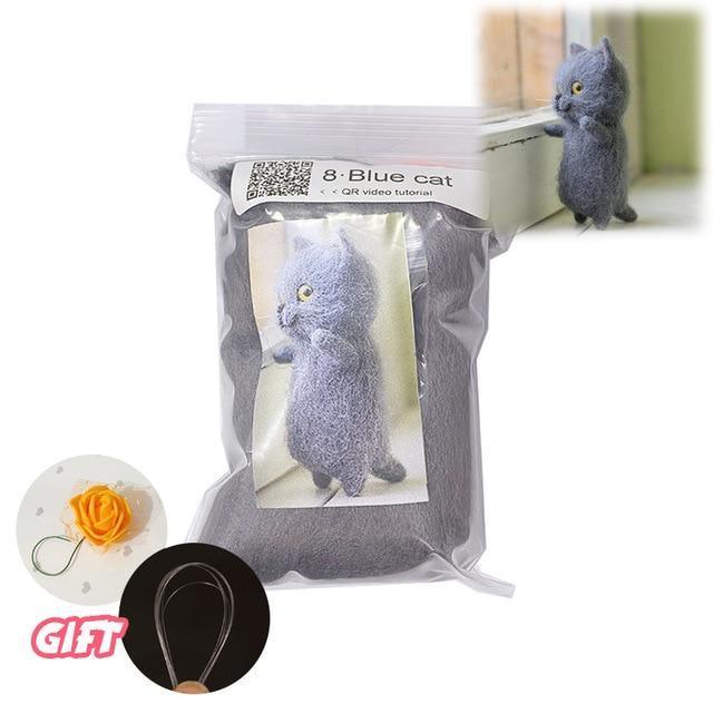 ezy2find handmade toys 8 Cute and Interesting handmade toys DIY wool felt cat kits unfinished plush doll poking music toy gift Non-finished product