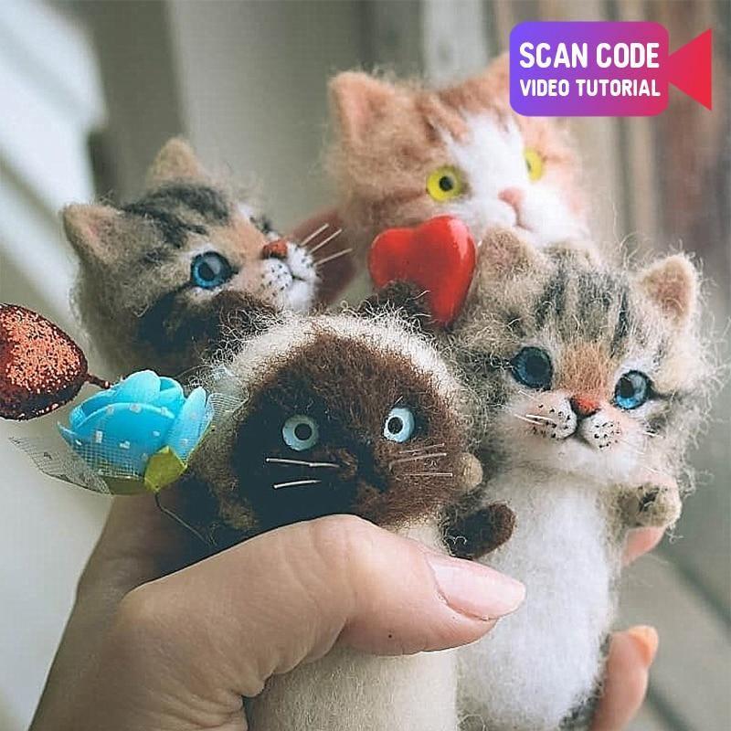 ezy2find handmade toys Cute and Interesting handmade toys DIY wool felt cat kits unfinished plush doll poking music toy gift Non-finished product