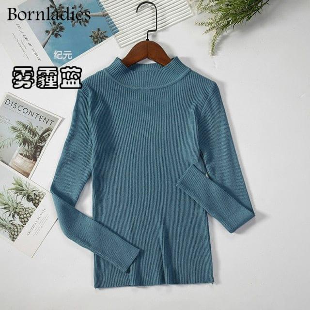 ezy2find Haze blue / One Size Bornladies Autumn Winter Basic Turtleneck Knitting Bottoming Warm Sweaters 2022 Women&