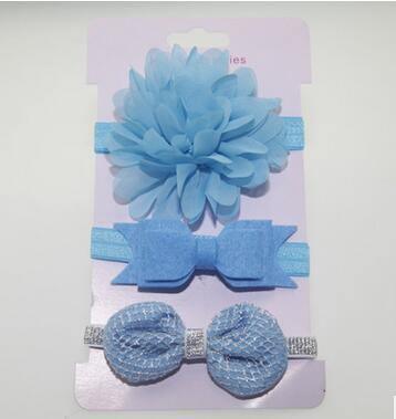 ezy2find head band Blue 3Pcs Baby Elastic flower headband Headbands Hair Girls Bebe Bowknot Hairband Toddler Infants accessories set photography props