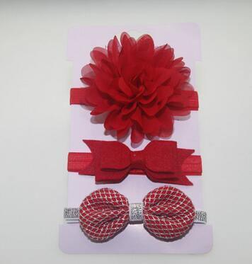 ezy2find head band red 1 3Pcs Baby Elastic flower headband Headbands Hair Girls Bebe Bowknot Hairband Toddler Infants accessories set photography props