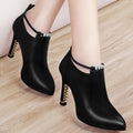 ezy2find high heal Black / 37 In the autumn of 2020 new Korean female high-heeled shoes all-match pointed shoes with a fine waterproof black ladies shoes