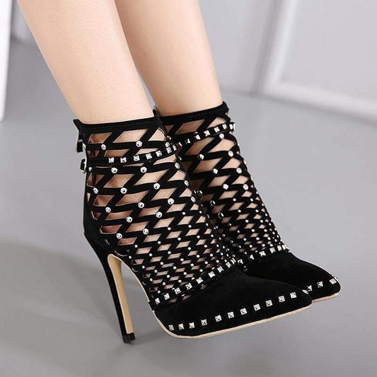 ezy2find high heal black / 39 Women's pointed breathable women's shoes with high heel sandals